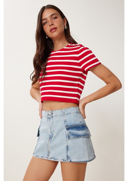 Cepli Mini Denim Etek LRC0005 Açık Mavi modelleri