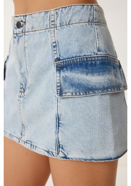 Cepli Mini Denim Etek LRC0005 Açık Mavi fırsatları