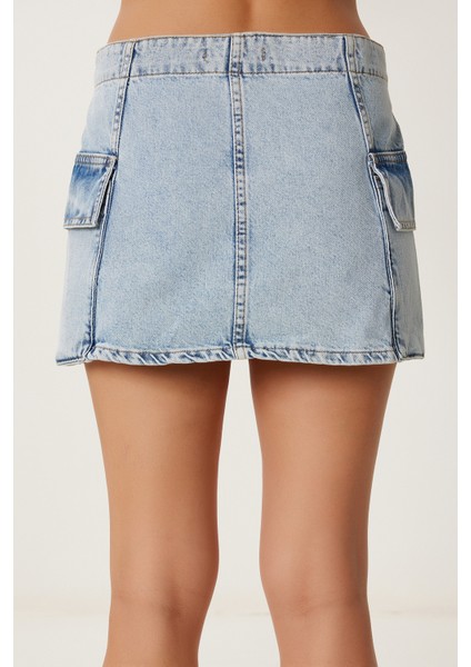 Cepli Mini Denim Etek LRC0005 Açık Mavi indirimleri