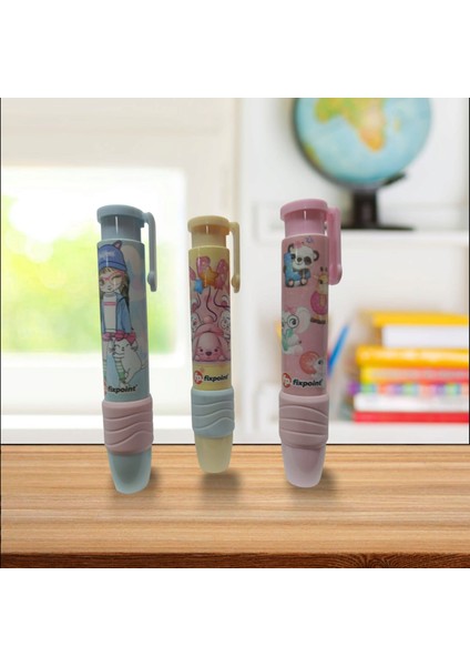 Fixpoint -3 Adet- Mekanik Otomatik Pastel Renkler Kız Seti Roket Silgi (P-1307) fiyatları