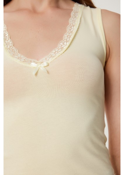 Dantel Detaylı Örme Bodysuit LZV0016 Sarı fırsatları