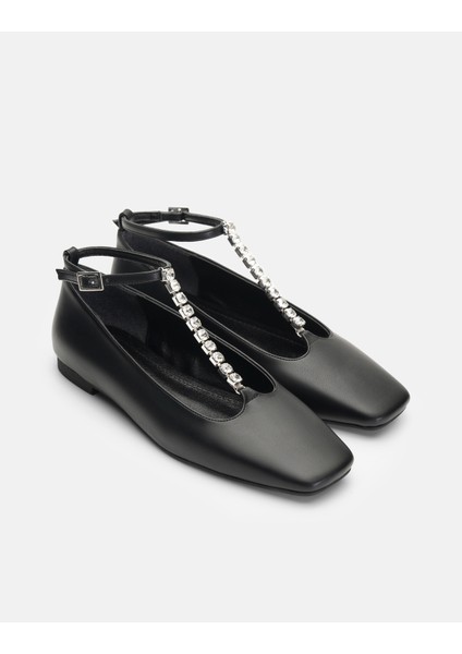 Farma Ortası Taşlı Kare Burunlu Kadın Babet fiyatları