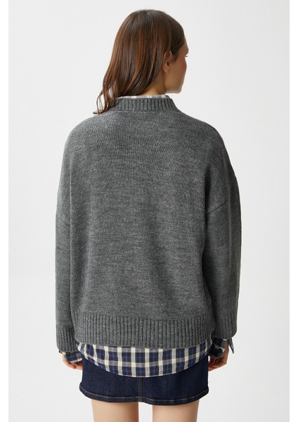 Pntrst Antrasit Bisiklet Yaka Oversize Triko Kazak indirimleri