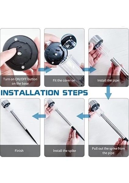 8 Adet Metal Gövdeli Beyaz Ledli Solar Güneş Enerjili Bahçe Lambası 30 cm Saplama modelleri