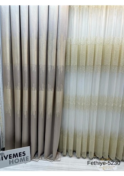 Nivemeshome Fethiye 614178 Taş V-5230 1/3 Sık Pileli Fon Perde Apm