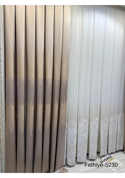 Nivemeshome Fethiye 614178 Taş V-5230 1/3 Sık Pileli Fon Perde Apm modelleri