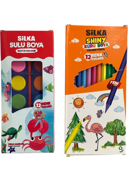 12'li Tam Boy Kuru Boya & 12'li Suluboya (2 'li Set)