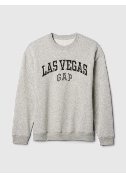 Erkek Gri Gap Logo Grafikli Relaxed Fleece Sweatshirt fiyatları