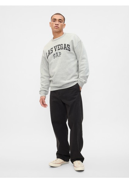 Erkek Gri Gap Logo Grafikli Relaxed Fleece Sweatshirt modelleri