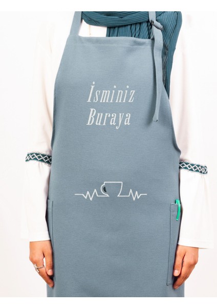 Mutfak Önlüğü Kişiye ve İsme Özel Nakışlı Mutfak Önlüğü Fincan Farklı Renkler