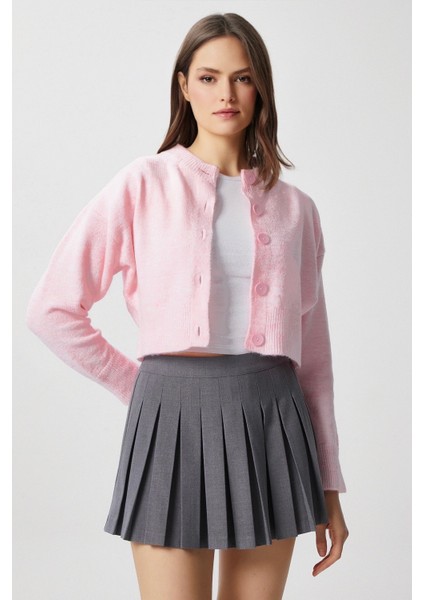 Kadın Tilia Crop Pembe Örgü Hırka