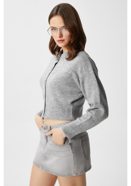 Kadın Tilia Crop Gri Örgü Hırka fiyatları