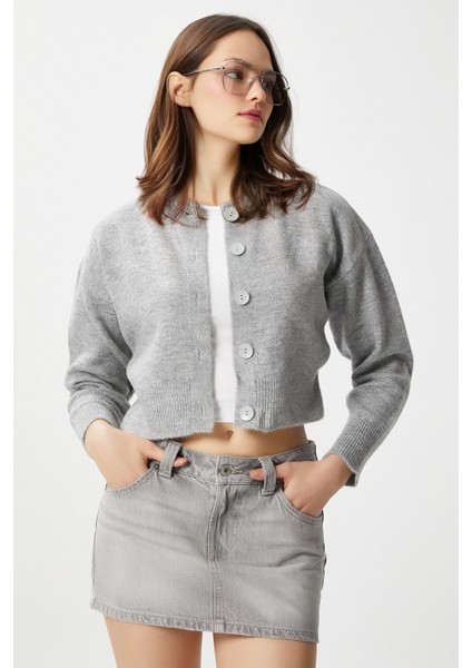 Kadın Tilia Crop Gri Örgü Hırka modelleri