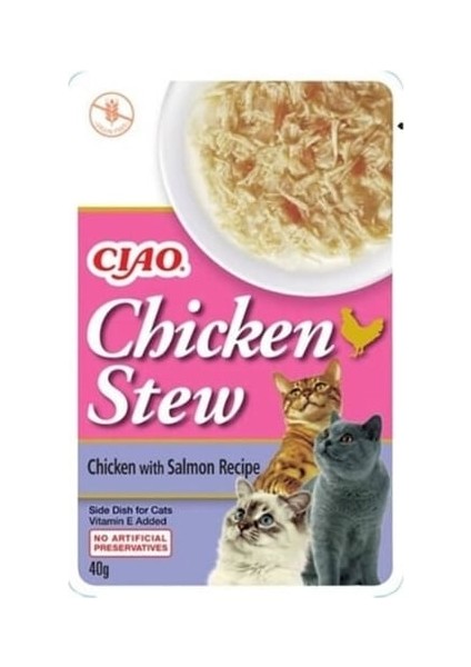 Chicken Churu Stew Tavuk Güveç ve Somon Balıklı Kedi Ödül Maması 6*40 gr