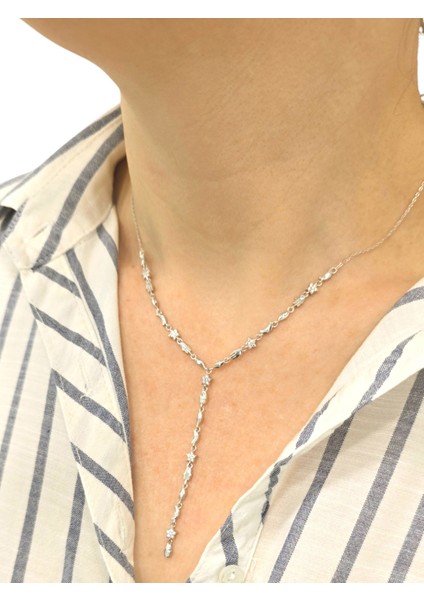 925 Ayar Gümüş Y Model Mix Sembol Kadın Gümüş Kolye | Ay-Yıldız Kolye fiyatları