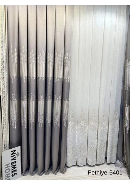 Nivemeshome Fethiye 614178 Gri V-5401 1/3 Sık Pileli Fon Perde Apm fırsatları