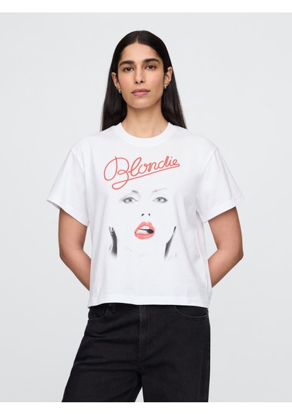 Kadın Beyaz Organik Pamuk Grafik T-Shirt