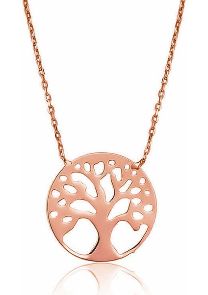 Gümüş Rose Hayat Ağacı Bayan Kolye