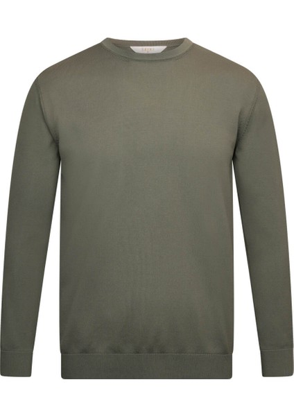 Haki Regular Fit Bisiklet Yaka Rayon Triko Kazak