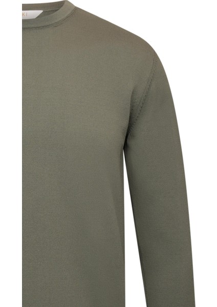 Haki Regular Fit Bisiklet Yaka Rayon Triko Kazak modelleri