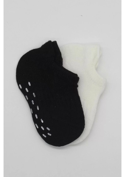 2'li Sneakers Kaymaz Basic Penye Çorap BS20103 Siyah Ekru modelleri