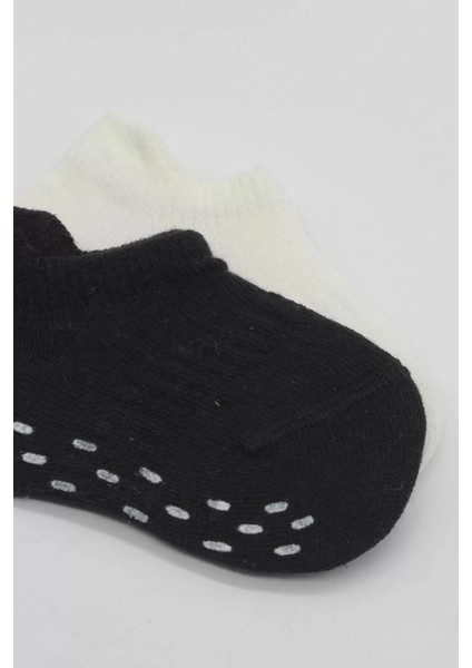2'li Sneakers Kaymaz Basic Penye Çorap BS20103 Siyah Ekru fırsatları