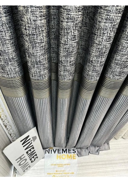 Nivemeshome Kehribar FT614162 Gümüş 1/3 Sık Pileli Fon Perde Apm modelleri