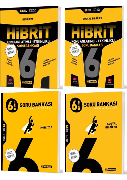 2026 6. Sınıf Ingilizce + Sosyal Bilgiler Soru + Hibrit - Konu Seti 4 Kitap