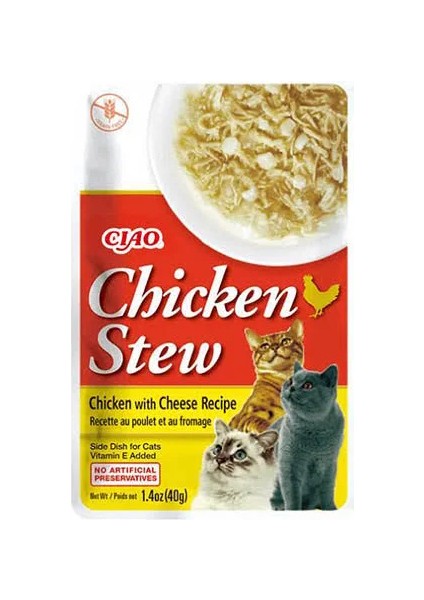 Cıao Stew Tavuklu ve Peynirli Tahılsız Kedi Konservesi 6*40GR(6 Adet)