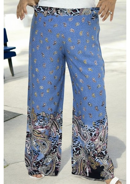Etnik Desenli Beli Lastikli Ful Likralı Ekstra Büyük Beden Pamuklu Viskon Yazlık Pantolon fırsatları
