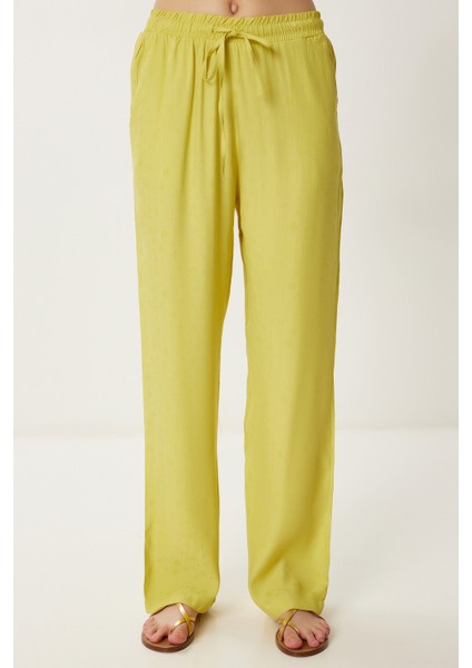 Desenli Yazlık Viskon Pantolon LWF0044 Yağ Yeşili fırsatları