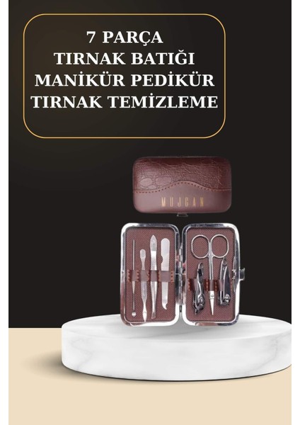 7 Parça Manikür Pedikür Seti El Ayak Bakımı Çantalı Paslanmaz Çelik fiyatları
