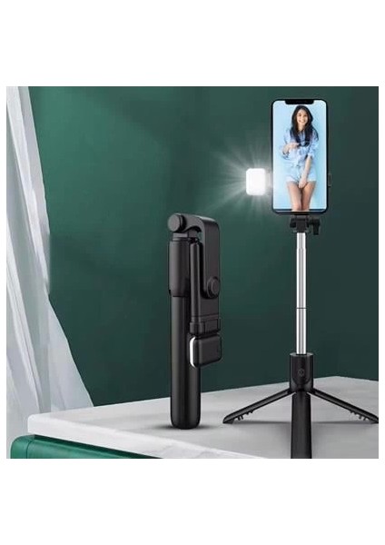 Kendiliğinden LED Işıklı Kumandalı Uzayabilen Selfie Çubuğu,masa Üstü Tripod