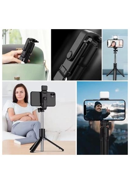Kendiliğinden LED Işıklı Kumandalı Uzayabilen Selfie Çubuğu,masa Üstü Tripod