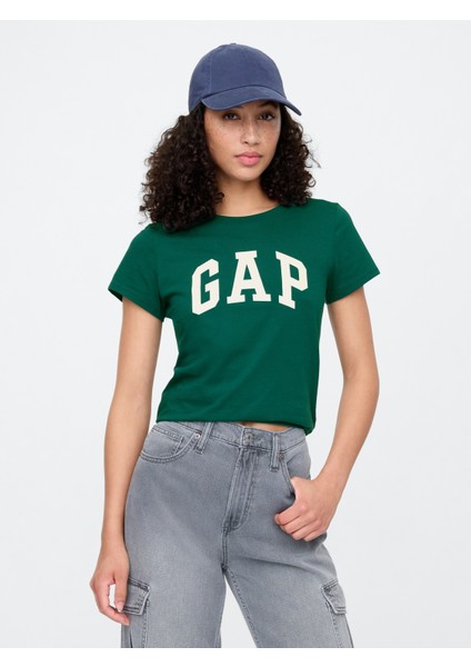 Kadın Koyu Yeşil Gap Logo T-Shirt