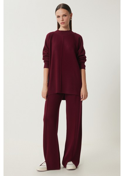 Şık Triko Kazak Pantolon Takım LMU0001 Bordo