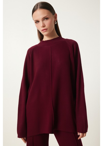 Şık Triko Kazak Pantolon Takım LMU0001 Bordo fiyatları