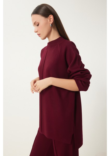 Şık Triko Kazak Pantolon Takım LMU0001 Bordo modelleri