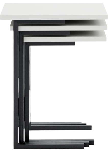 ZG3 Metal Ayaklı 3'lü Zigon Sehpa - Beyaz