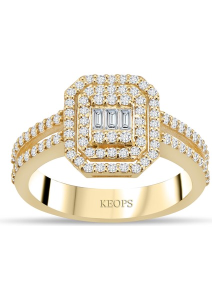 E Renk 0.75 Karat Baget Hanedan Yüzük