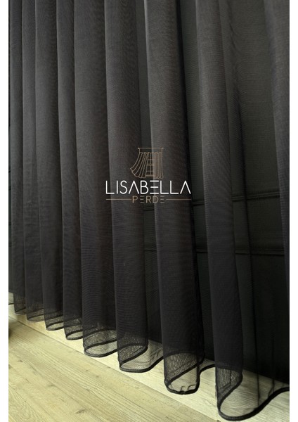 Saf Elegans Koyu Antrasit Renk (1x2 Pile Dikişli) Orjinal Ağır Gramajlı Tül Perde fırsatları