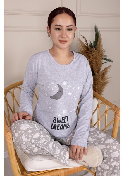 Sweet Dreams Desenli Pijama Takımı Gri fırsatları