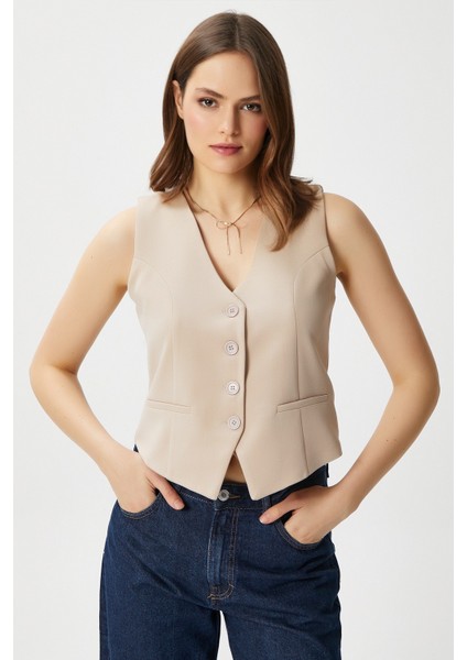 Kadın Milena Astarlı Açık Bej Yelek fırsatları