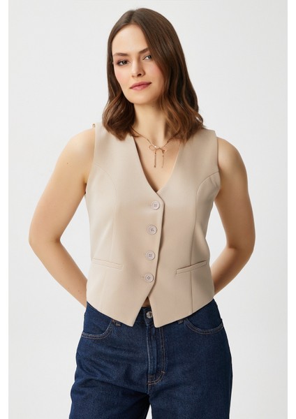 Kadın Milena Astarlı Açık Bej Yelek