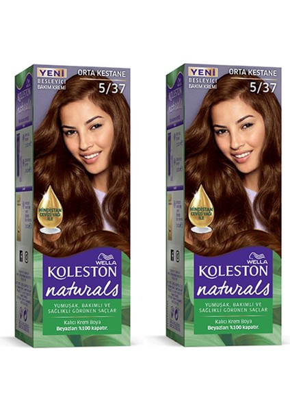 Naturals Saç Boyası Orta Kestane 5/37 2x Paket