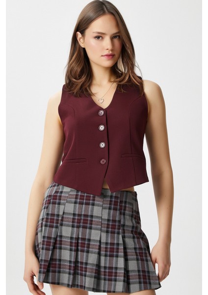 Kadın Milena Astarlı Bordo Yelek