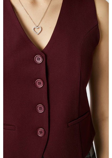 Kadın Milena Astarlı Bordo Yelek