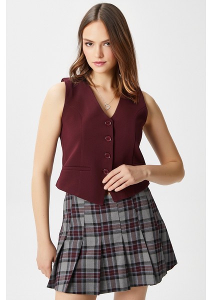 Kadın Milena Astarlı Bordo Yelek