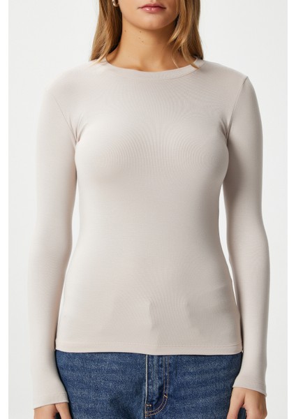 Kadın Lux Touch Yumuşak Doku Bej Bluz fiyatları