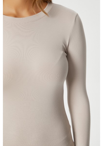 Kadın Lux Touch Yumuşak Doku Bej Bluz fırsatları